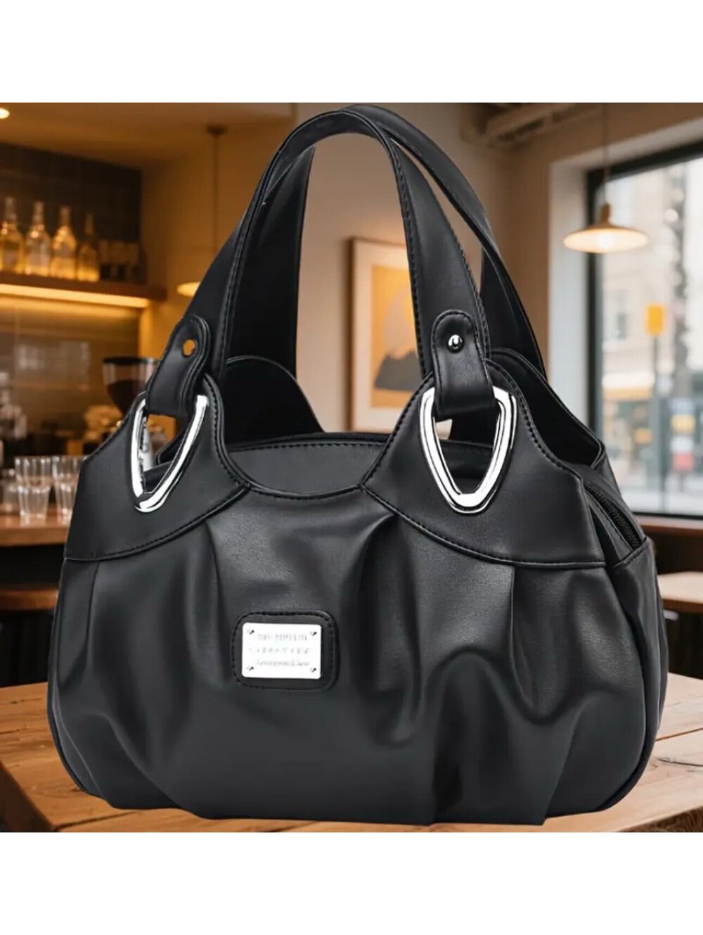 New -Chic -Classic Style Fashion Design Faux Leather Shoulder Bag -Black